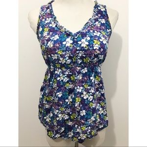 Elle Floral Peplum Button up Tank Top